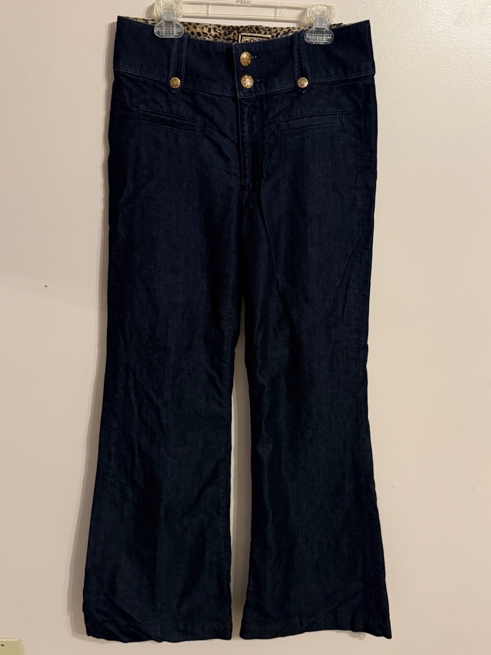 Rich &‎ Skinny Blue Dark Wash Flare Bell Bottom Wide Leg Denim Pants Jeans Sz 27